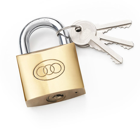 PADLOCK TRI CIRCLE BRASS
